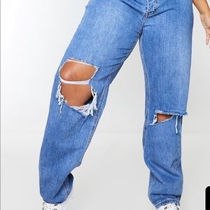 Prettylittlethings plus size distressed jeans wide leg . NWT
